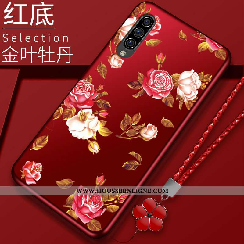 Housse Samsung Galaxy A70 Silicone Protection Étui Téléphone Portable Étoile Coque Incassable Rouge