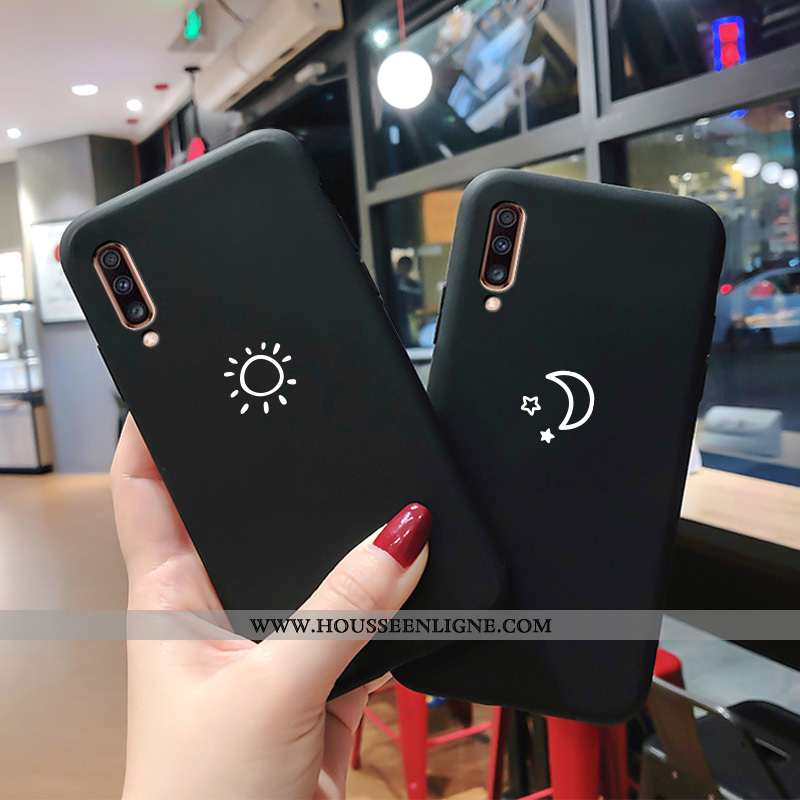Housse Samsung Galaxy A70 Transparent Délavé En Daim Simple Fluide Doux Noir Personnalité Net Rouge