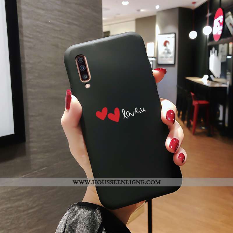 Housse Samsung Galaxy A70 Transparent Délavé En Daim Simple Fluide Doux Noir Personnalité Net Rouge