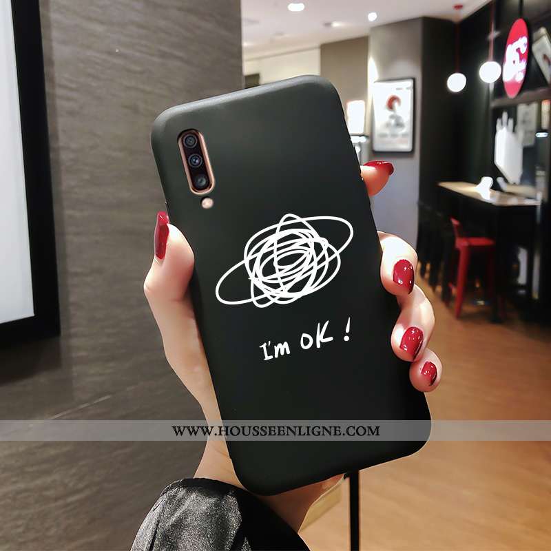 Housse Samsung Galaxy A70 Transparent Délavé En Daim Simple Fluide Doux Noir Personnalité Net Rouge