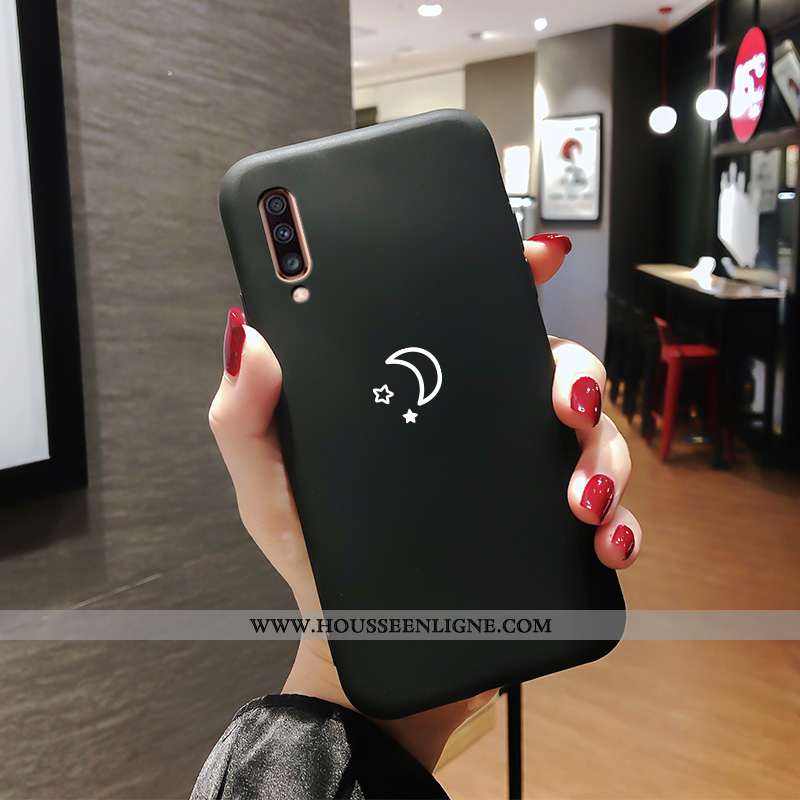 Housse Samsung Galaxy A70 Transparent Délavé En Daim Simple Fluide Doux Noir Personnalité Net Rouge
