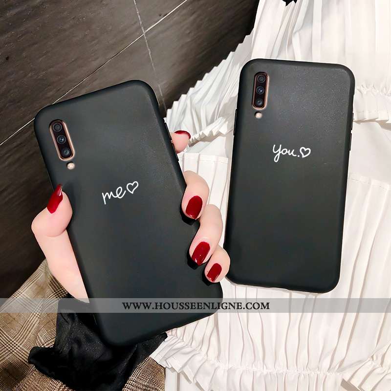 Housse Samsung Galaxy A70 Transparent Délavé En Daim Simple Fluide Doux Noir Personnalité Net Rouge