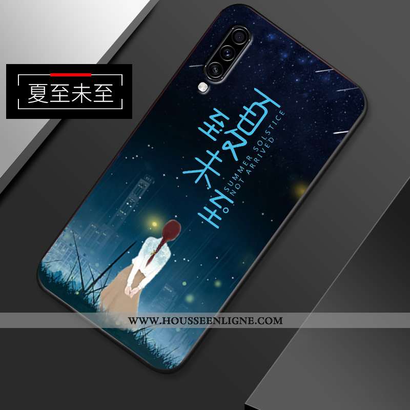 Housse Samsung Galaxy A70s Créatif Tendance Coque Délavé En Daim Étui Étoile Simple Bleu Foncé