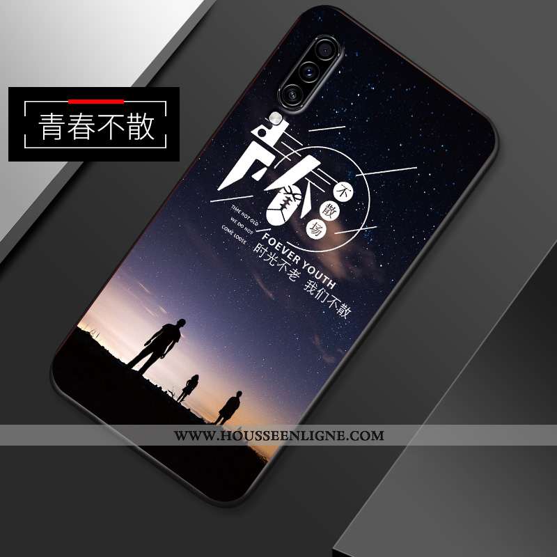 Housse Samsung Galaxy A70s Créatif Tendance Coque Délavé En Daim Étui Étoile Simple Bleu Foncé