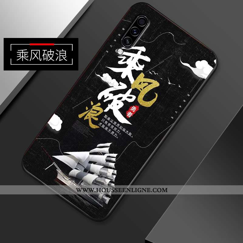 Housse Samsung Galaxy A70s Créatif Tendance Coque Délavé En Daim Étui Étoile Simple Bleu Foncé