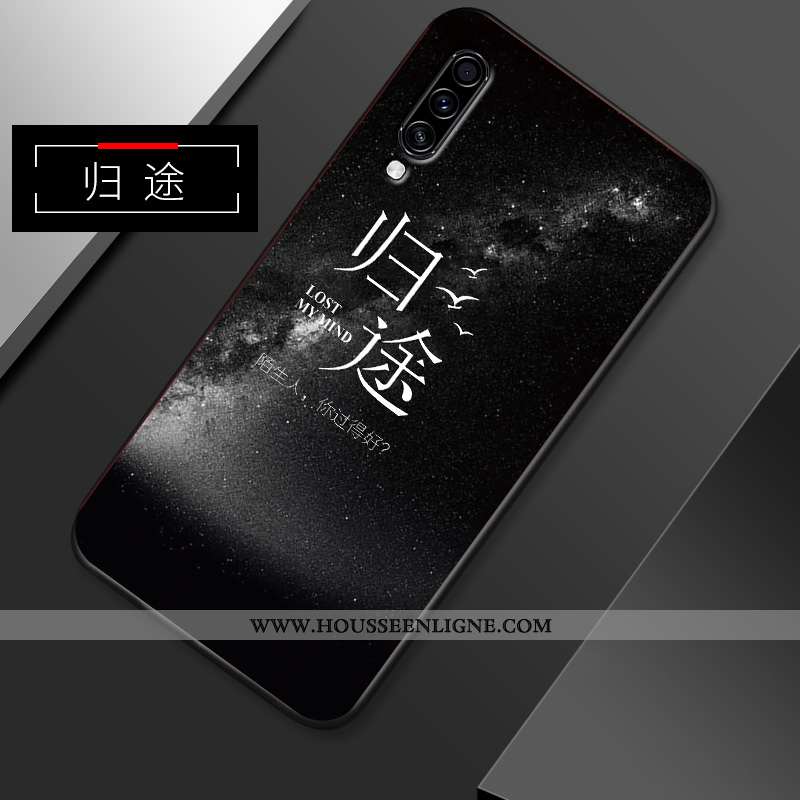 Housse Samsung Galaxy A70s Créatif Tendance Coque Délavé En Daim Étui Étoile Simple Bleu Foncé