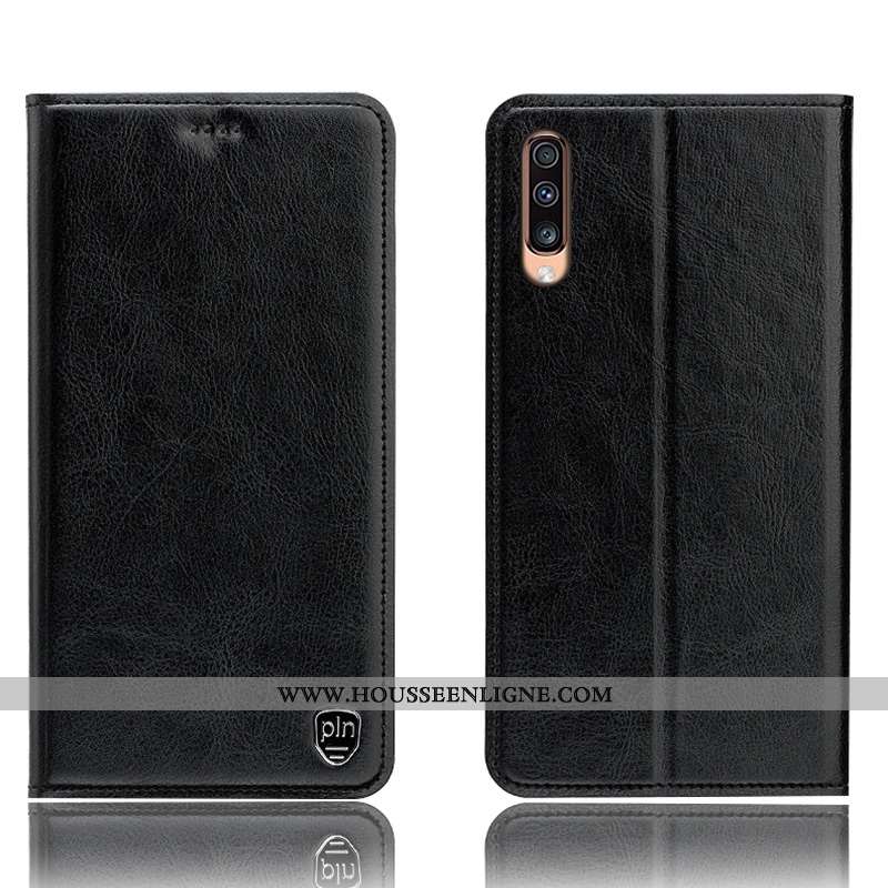 Housse Samsung Galaxy A70s Cuir Véritable Modèle Fleurie Gris Incassable Téléphone Portable Protecti