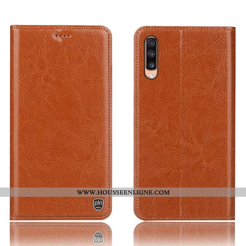Housse Samsung Galaxy A70s Cuir Véritable Modèle Fleurie Gris Incassable Téléphone Portable Protecti
