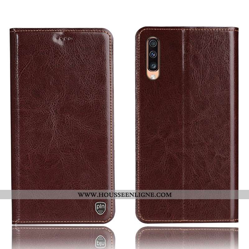 Housse Samsung Galaxy A70s Cuir Véritable Modèle Fleurie Gris Incassable Téléphone Portable Protecti