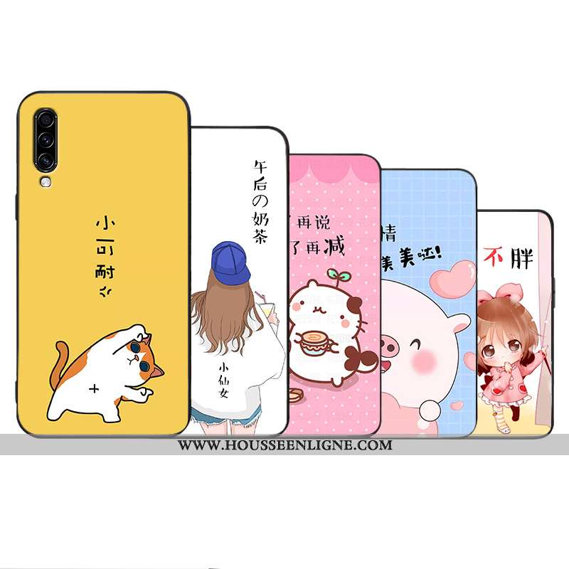 Housse Samsung Galaxy A70s Délavé En Daim Personnalité Jaune Dessin Animé Fluide Doux Net Rouge Étui