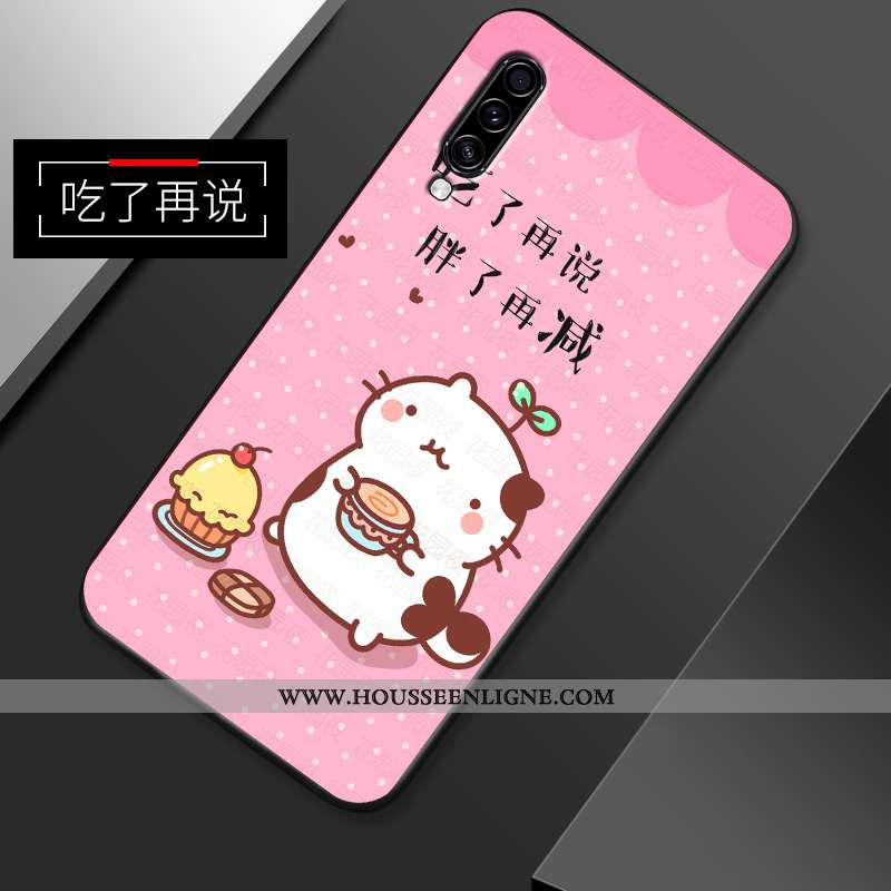 Housse Samsung Galaxy A70s Délavé En Daim Personnalité Jaune Dessin Animé Fluide Doux Net Rouge Étui