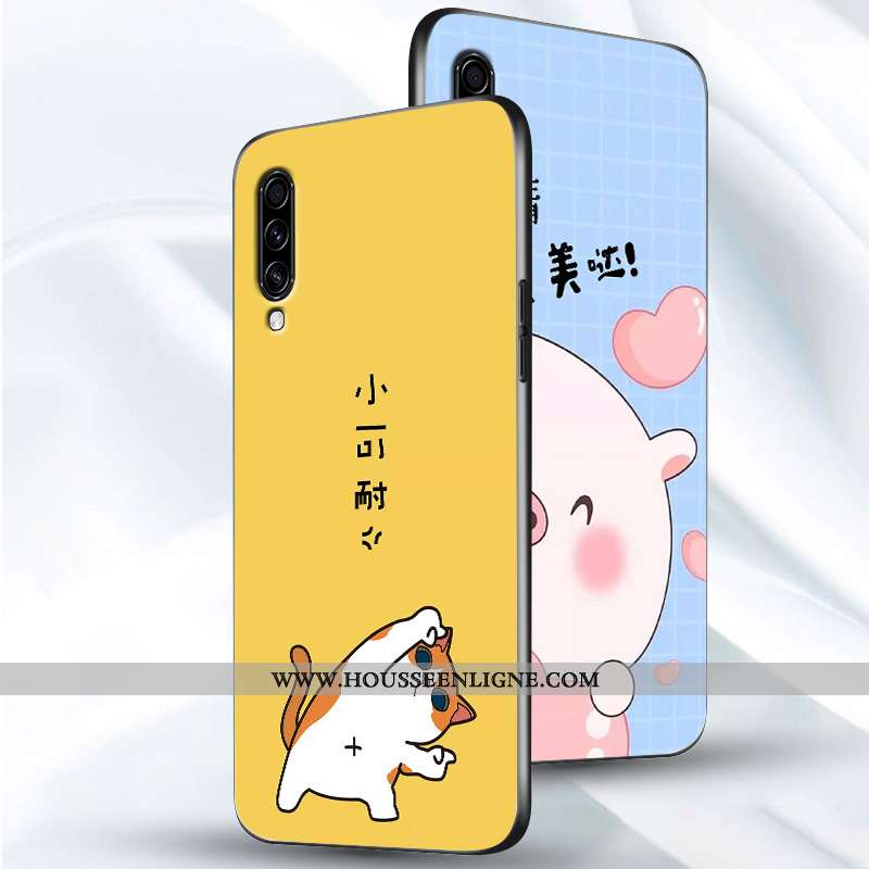 Housse Samsung Galaxy A70s Délavé En Daim Personnalité Jaune Dessin Animé Fluide Doux Net Rouge Étui