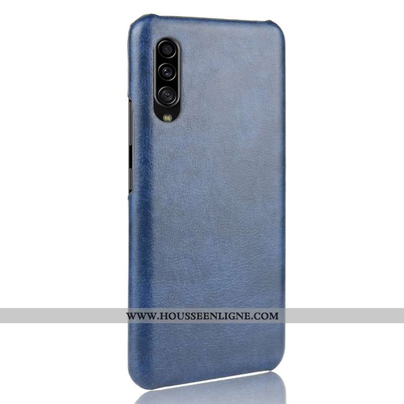 Housse Samsung Galaxy A70s Modèle Fleurie Protection Difficile Litchi Cuir Coque Qualité Bleu