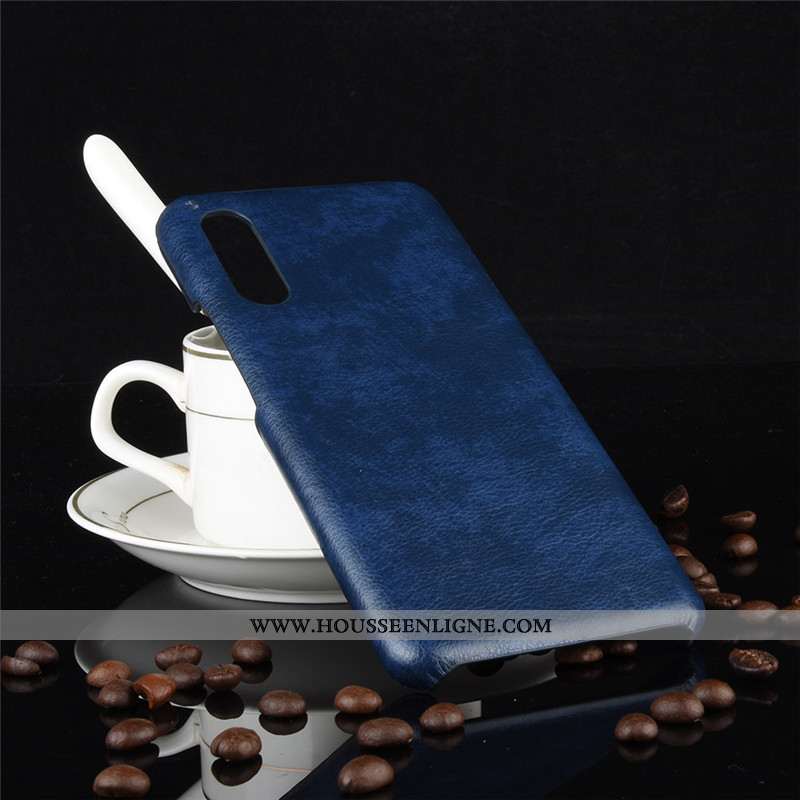 Housse Samsung Galaxy A70s Modèle Fleurie Protection Difficile Litchi Cuir Coque Qualité Bleu