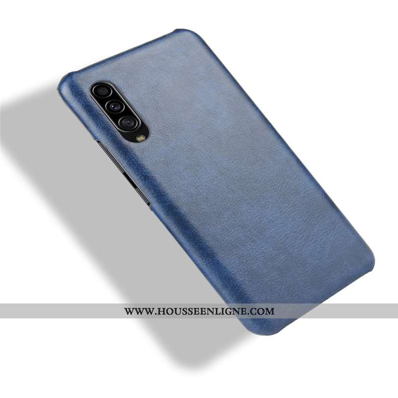 Housse Samsung Galaxy A70s Modèle Fleurie Protection Difficile Litchi Cuir Coque Qualité Bleu