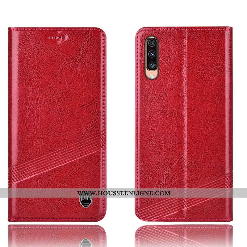 Housse Samsung Galaxy A70s Protection Cuir Véritable Téléphone Portable Coque Marron Incassable Étoi