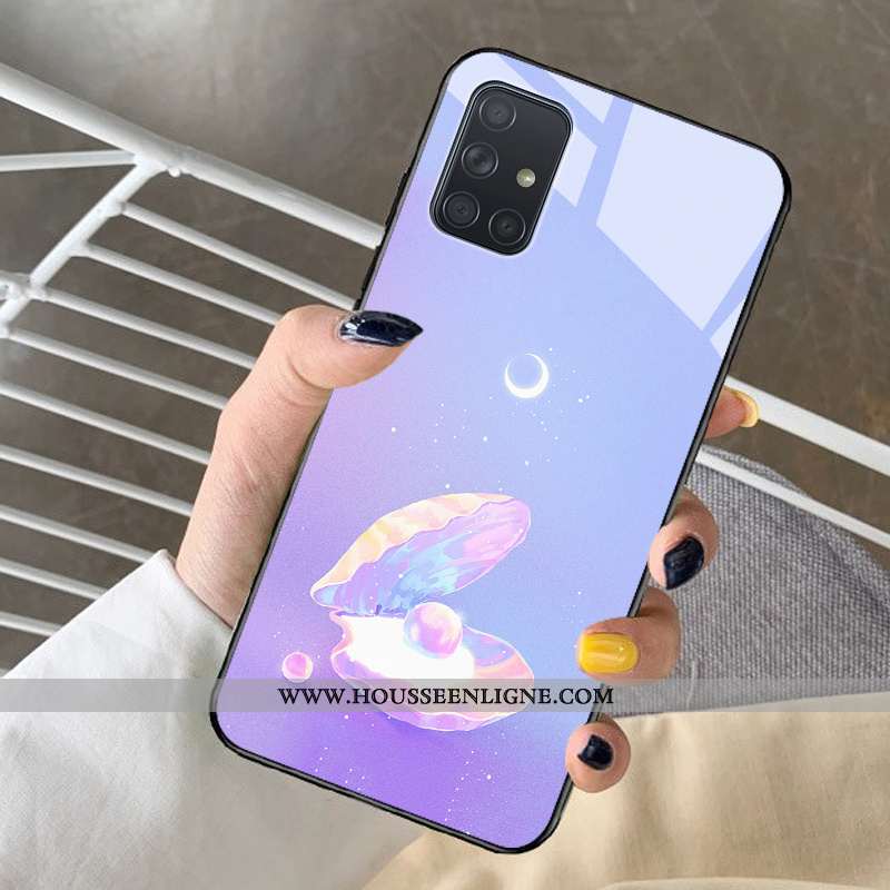 Housse Samsung Galaxy A71 Charmant Fluide Doux Étoile Cœur Net Rouge Violet Rêver