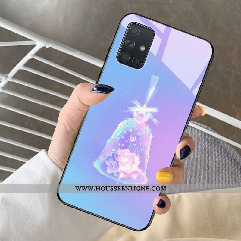 Housse Samsung Galaxy A71 Charmant Fluide Doux Étoile Cœur Net Rouge Violet Rêver