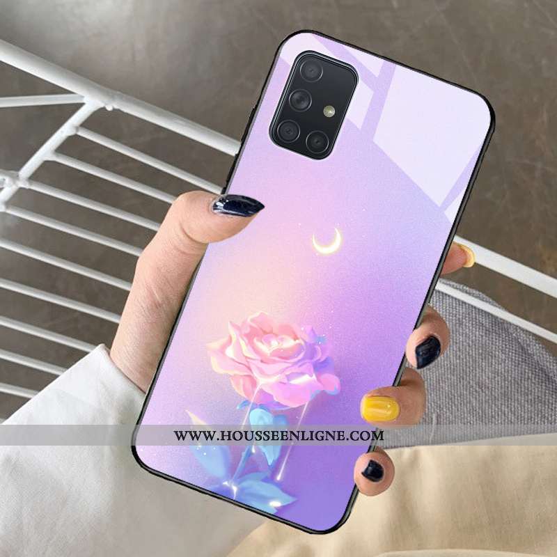 Housse Samsung Galaxy A71 Charmant Fluide Doux Étoile Cœur Net Rouge Violet Rêver