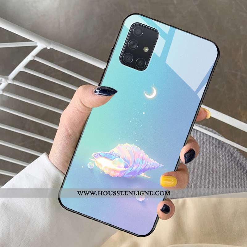 Housse Samsung Galaxy A71 Charmant Fluide Doux Étoile Cœur Net Rouge Violet Rêver