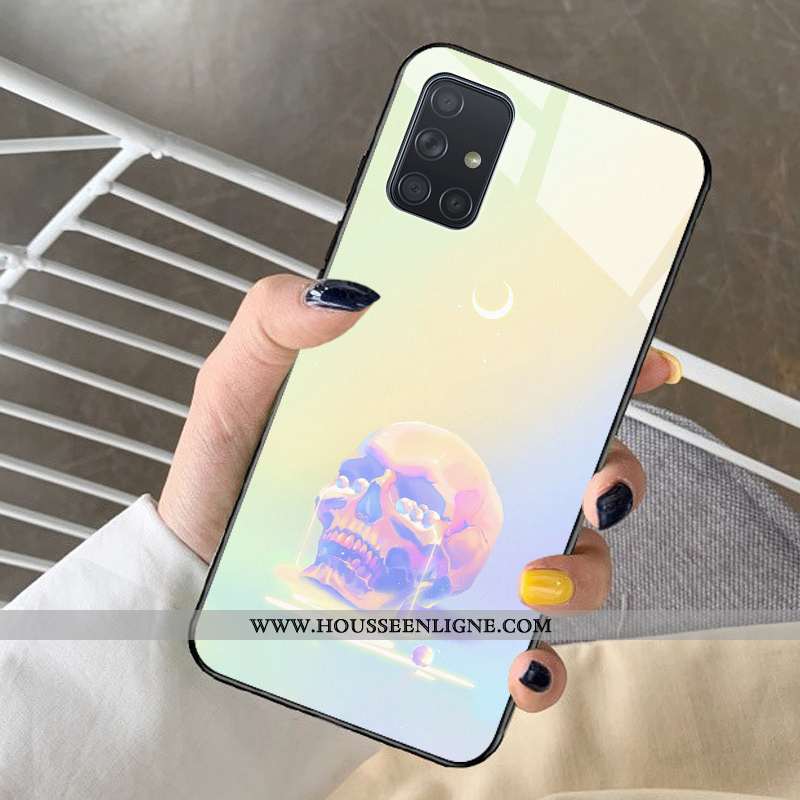 Housse Samsung Galaxy A71 Charmant Fluide Doux Étoile Cœur Net Rouge Violet Rêver