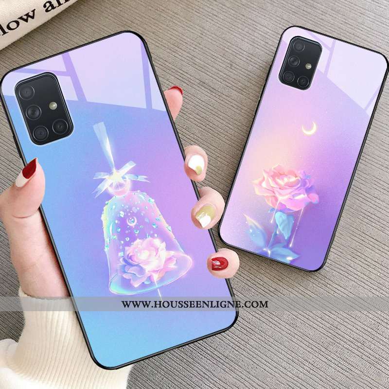 Housse Samsung Galaxy A71 Charmant Fluide Doux Étoile Cœur Net Rouge Violet Rêver