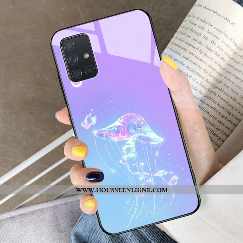 Housse Samsung Galaxy A71 Charmant Fluide Doux Étoile Cœur Net Rouge Violet Rêver