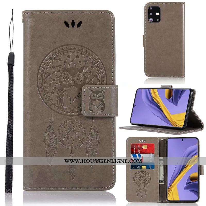 Housse Samsung Galaxy A71 Cuir Carte Étui Bleu Étoile Coque