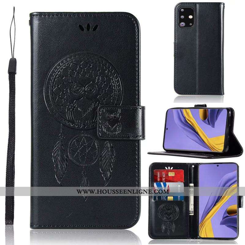 Housse Samsung Galaxy A71 Cuir Carte Étui Bleu Étoile Coque
