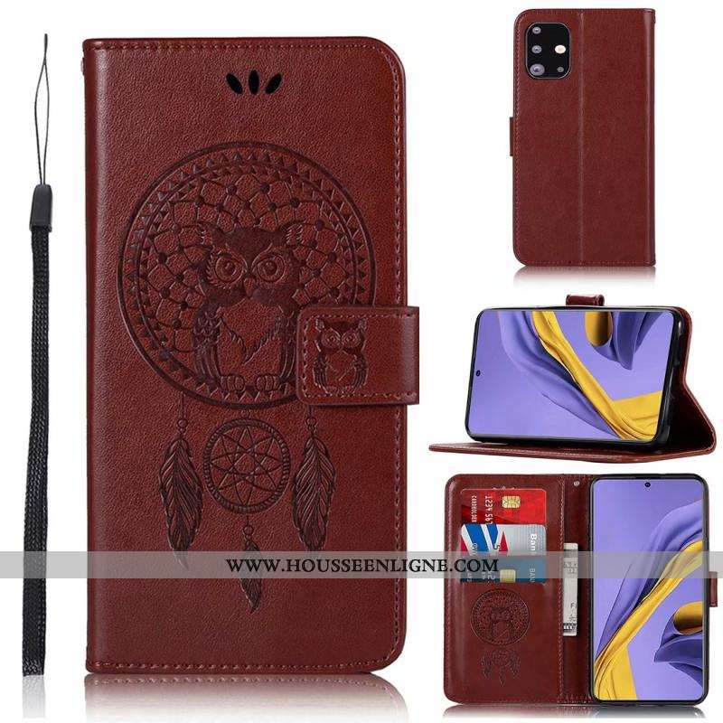 Housse Samsung Galaxy A71 Cuir Carte Étui Bleu Étoile Coque