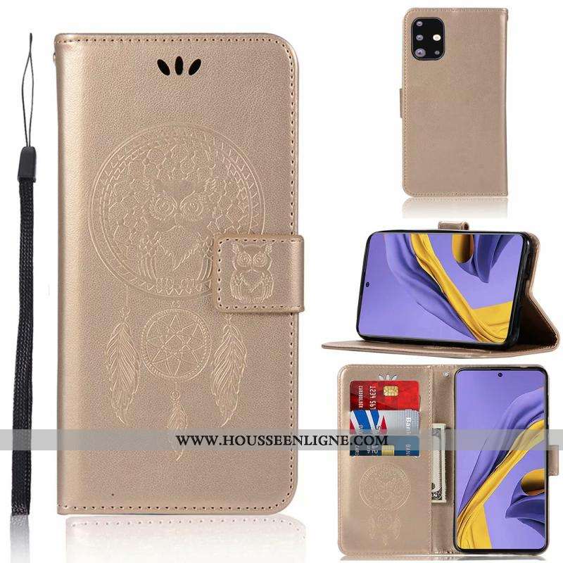 Housse Samsung Galaxy A71 Cuir Carte Étui Bleu Étoile Coque