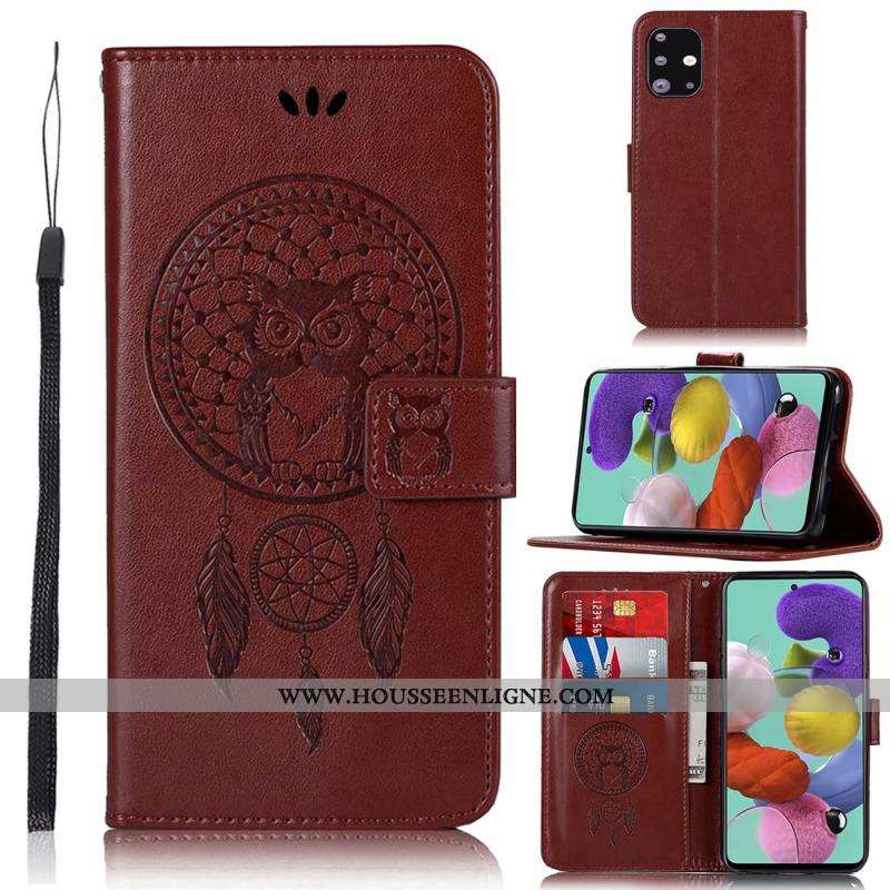 Housse Samsung Galaxy A71 Cuir Carte Étui Bleu Étoile Coque