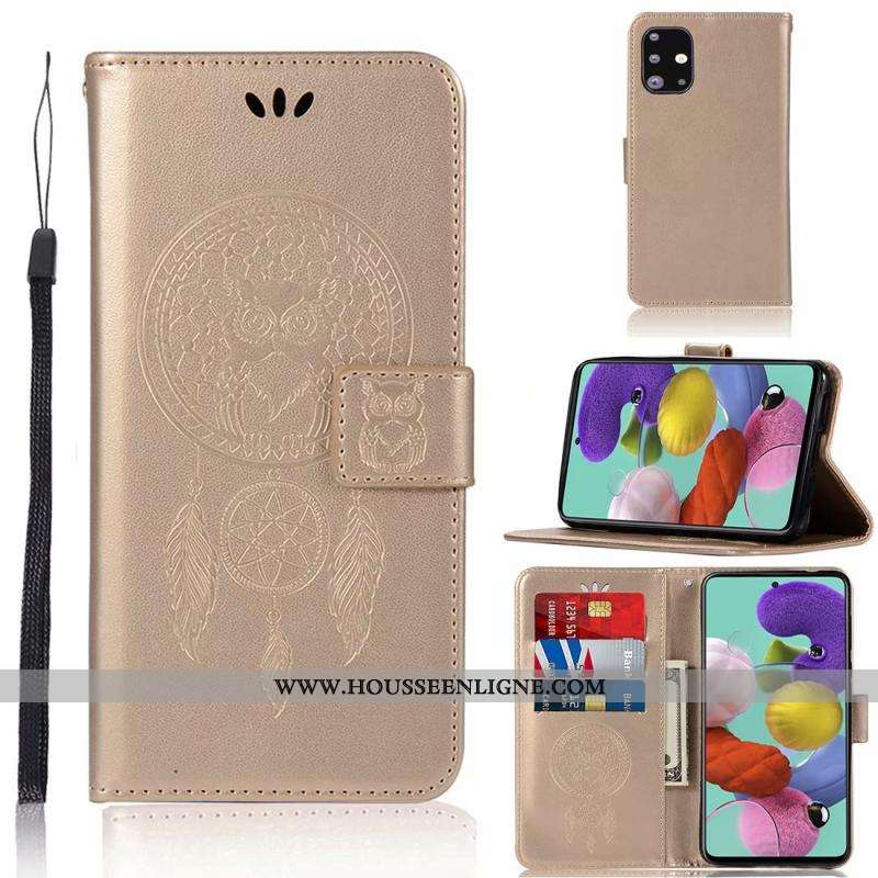 Housse Samsung Galaxy A71 Cuir Carte Étui Bleu Étoile Coque