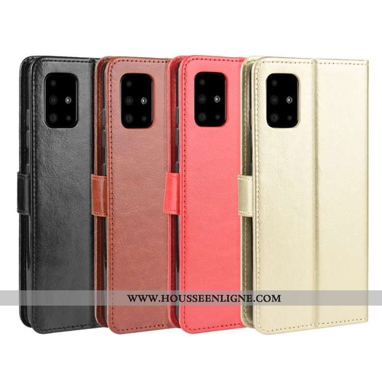Housse Samsung Galaxy A71 Cuir Coque Étoile Carte Étui Téléphone Portable Noir