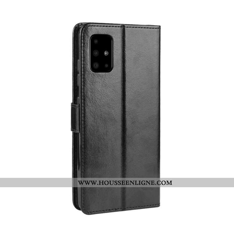 Housse Samsung Galaxy A71 Cuir Coque Étoile Carte Étui Téléphone Portable Noir