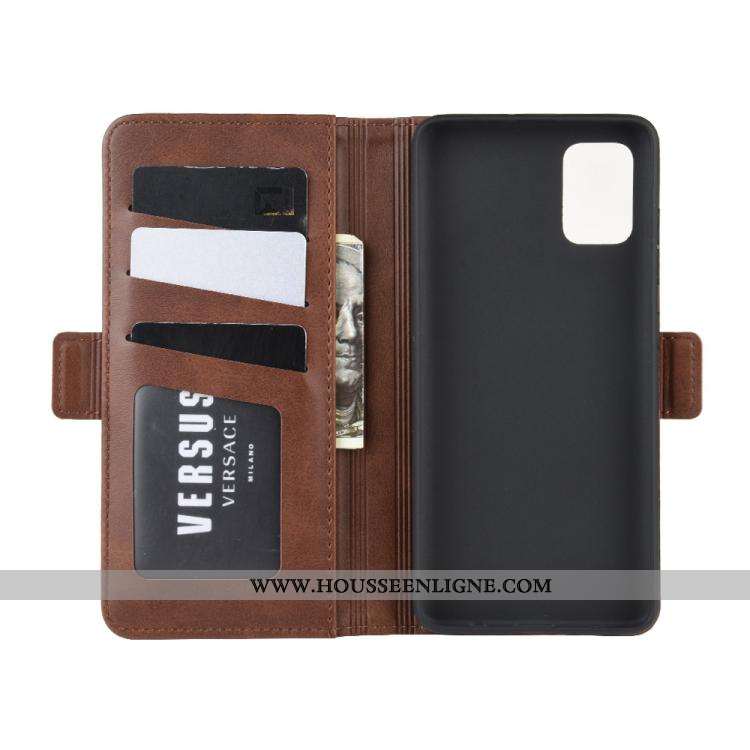 Housse Samsung Galaxy A71 Cuir Modèle Fleurie Support Une Agrafe Petit Étoile Marron