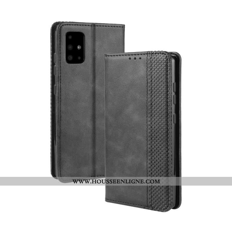 Housse Samsung Galaxy A71 Cuir Protection Tout Compris Étoile Coque Boucle Magnétique Noir