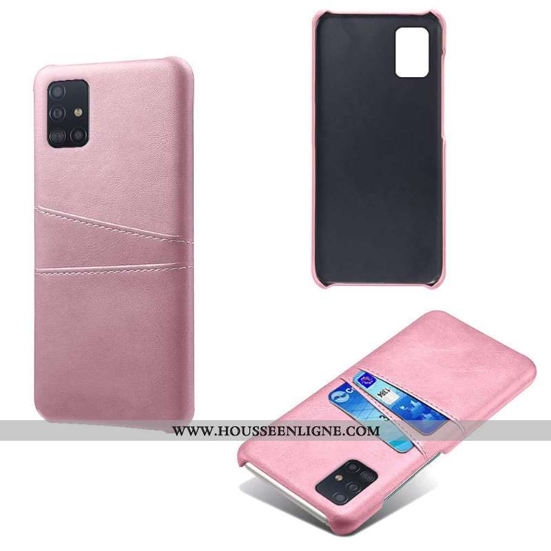 Housse Samsung Galaxy A71 Cuir Protection Étoile Coque Carte Qualité Rouge Rose