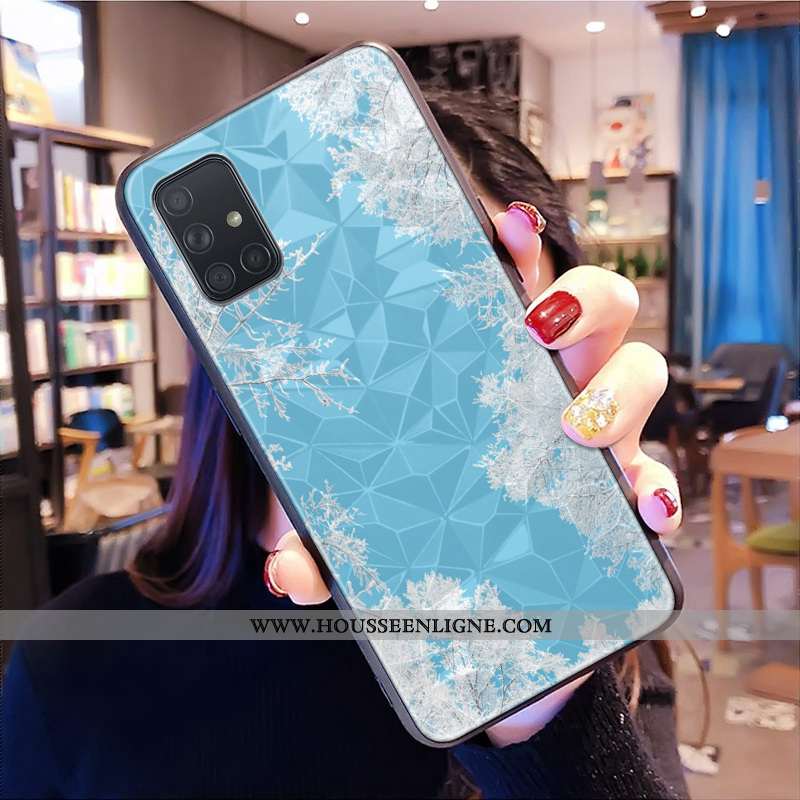 Housse Samsung Galaxy A71 Modèle Fleurie Petit Losange Étoile Net Rouge Frais Bleu