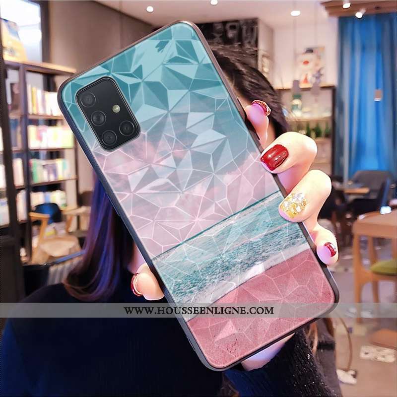 Housse Samsung Galaxy A71 Modèle Fleurie Petit Losange Étoile Net Rouge Frais Bleu