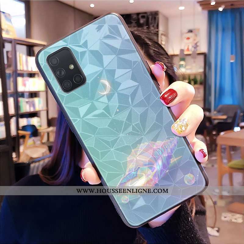 Housse Samsung Galaxy A71 Modèle Fleurie Petit Losange Étoile Net Rouge Frais Bleu