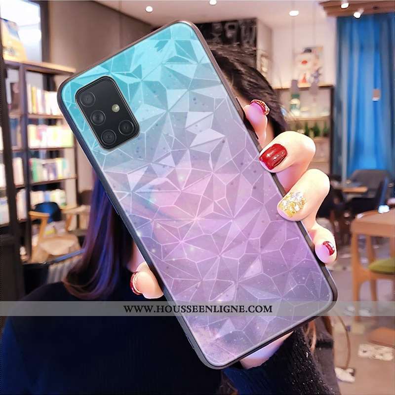 Housse Samsung Galaxy A71 Modèle Fleurie Petit Losange Étoile Net Rouge Frais Bleu
