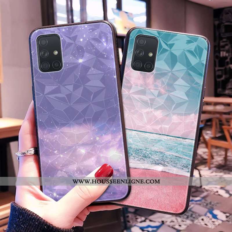 Housse Samsung Galaxy A71 Modèle Fleurie Petit Losange Étoile Net Rouge Frais Bleu