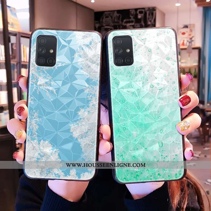 Housse Samsung Galaxy A71 Modèle Fleurie Petit Losange Étoile Net Rouge Frais Bleu