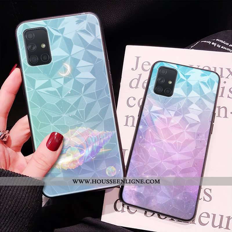 Housse Samsung Galaxy A71 Modèle Fleurie Petit Losange Étoile Net Rouge Frais Bleu
