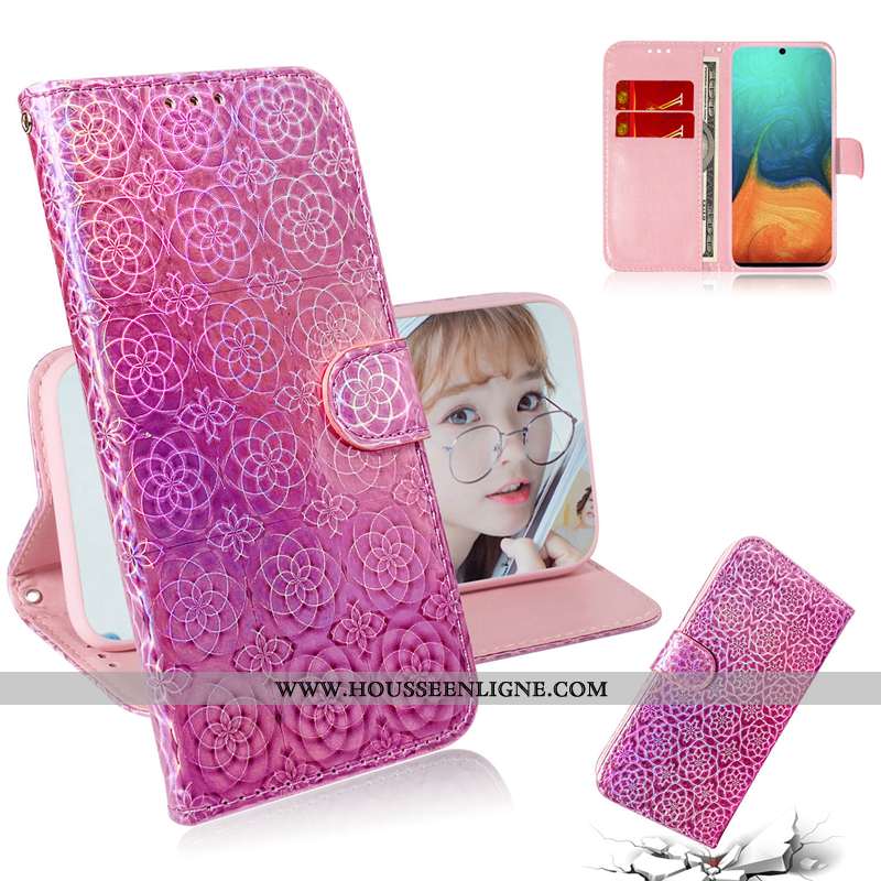 Housse Samsung Galaxy A71 Protection Cuir Coloré Téléphone Portable Carte Coque Rose