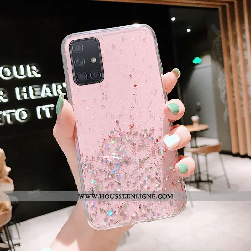 Housse Samsung Galaxy A71 Protection Dessin Animé Incassable Rose Étui Étoile Téléphone Portable