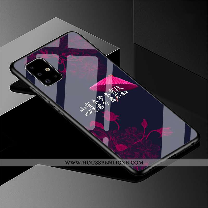 Housse Samsung Galaxy A71 Verre Protection Incassable Étoile Vent Miroir Noir