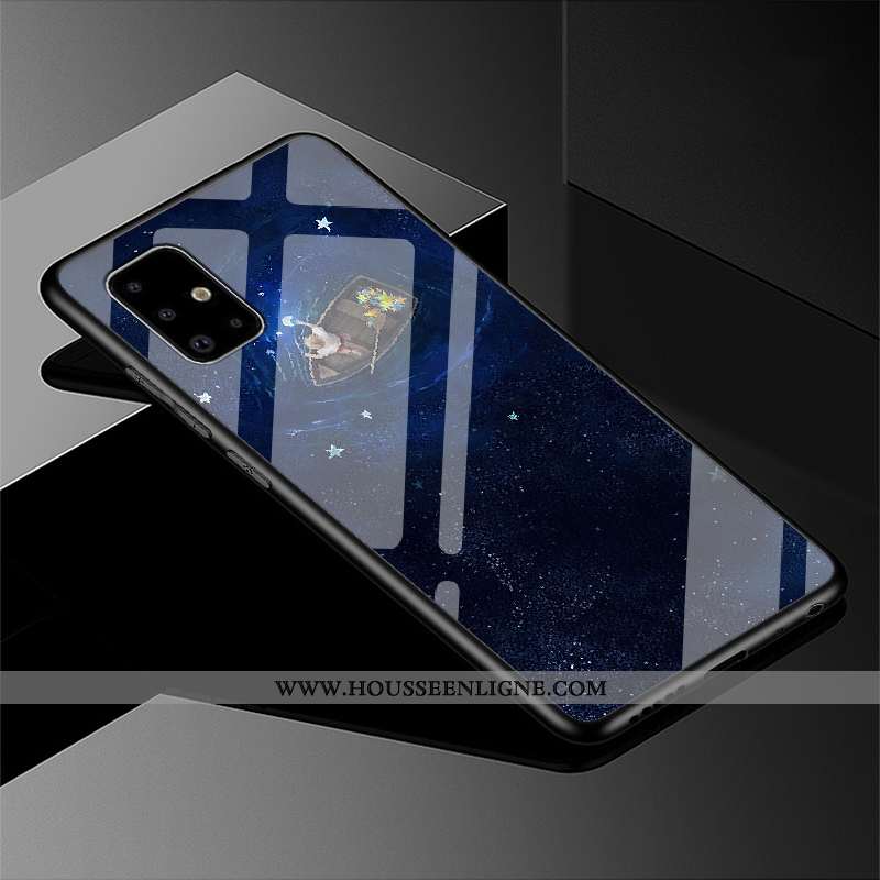 Housse Samsung Galaxy A71 Verre Protection Incassable Étoile Vent Miroir Noir