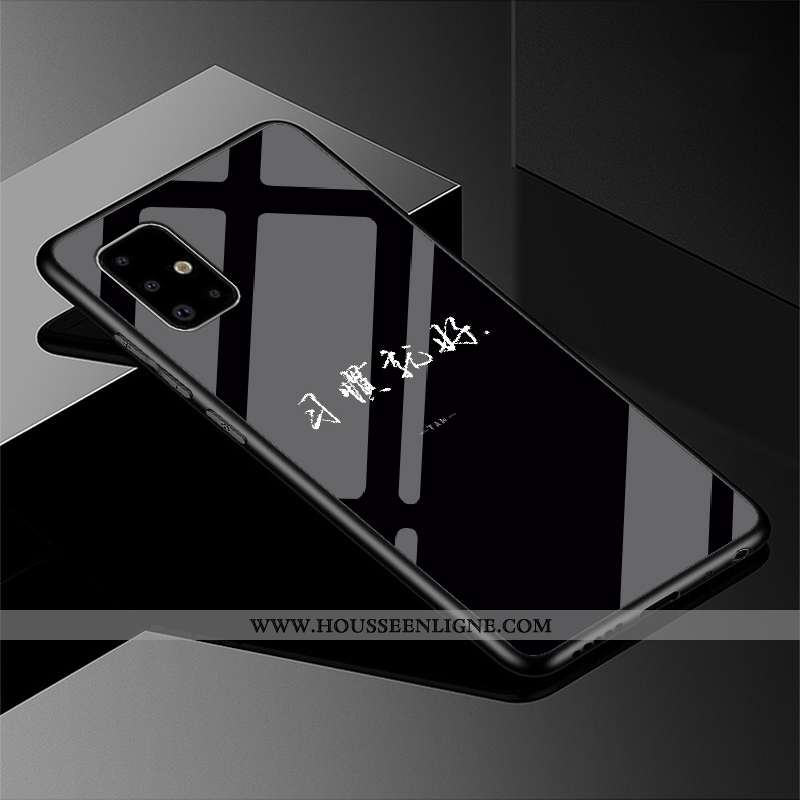 Housse Samsung Galaxy A71 Verre Protection Incassable Étoile Vent Miroir Noir